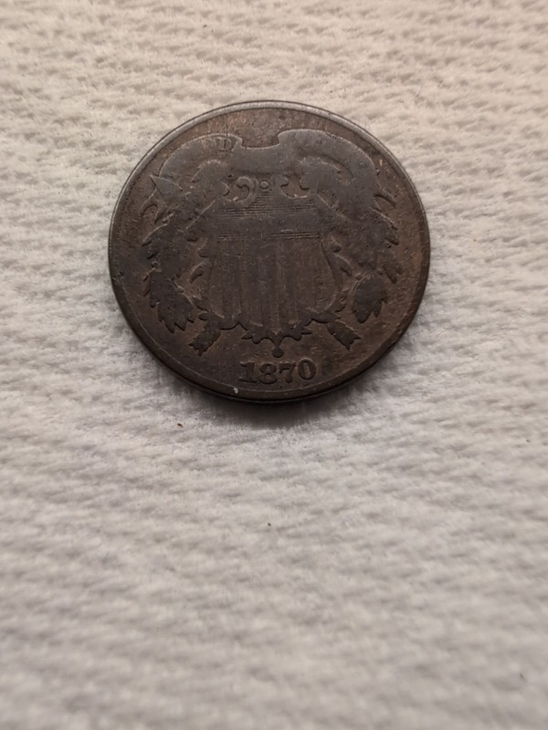 1870 Two Cent 2c Philadelphia Mint Coin,              Mintage 861,250