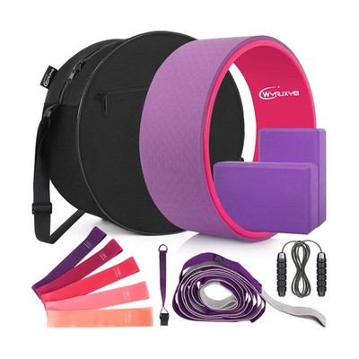 Yoga Wheel Set 11-in-1,Back Roller & 2 Blocks with Strap,Resist... Fast USA SHIP