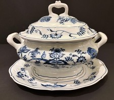 Vintage Blue Danube Oval Soup Tureen 2 QT, Lid & Underplate Banner Stamp