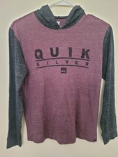 New Quiksilver Alto Burgund Pullover Shirt Hoodie Sweatshirt Youth Fleece M 12