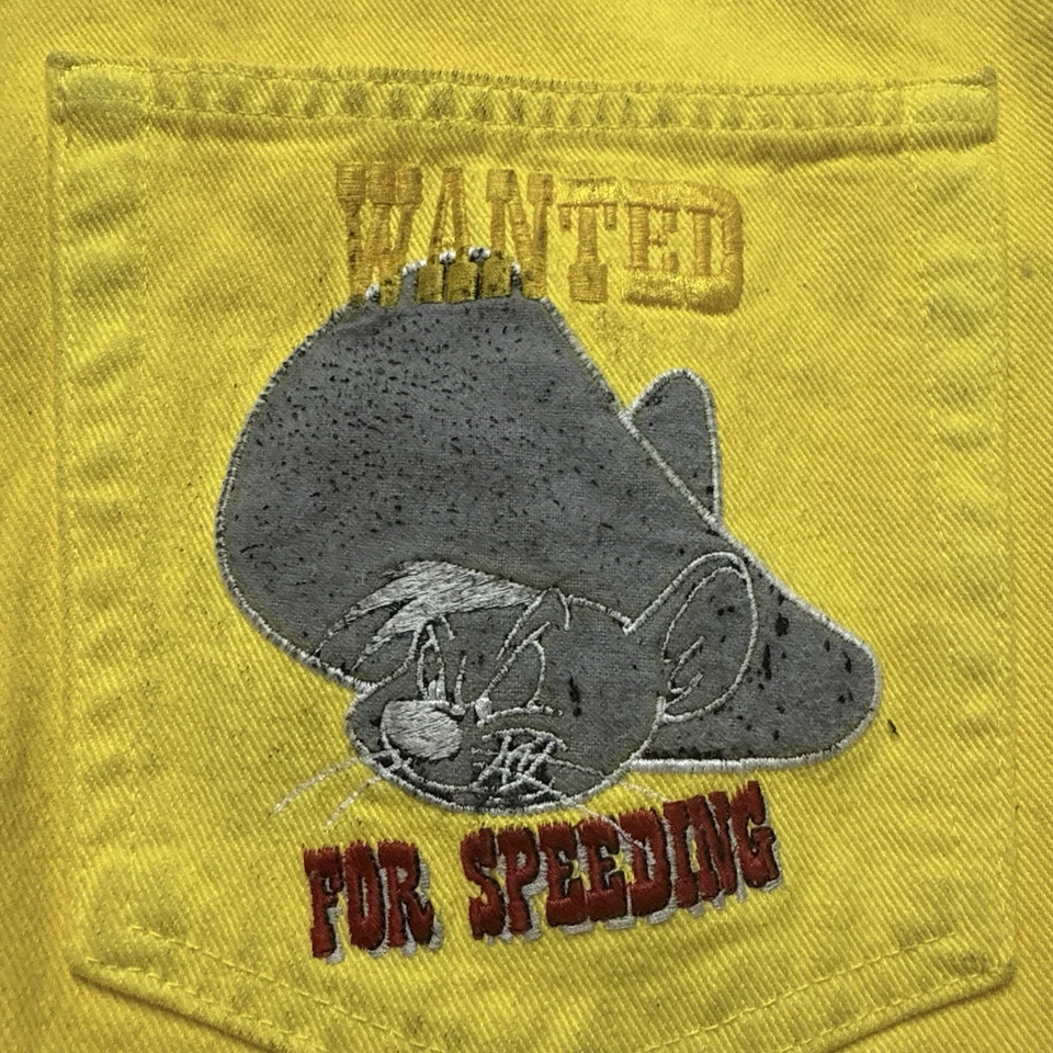 Vintage Y2K Iceberg History Jeans Mens 34x34 Speedy Gonzales Baggy Yellow Italy - Image 3 of 4