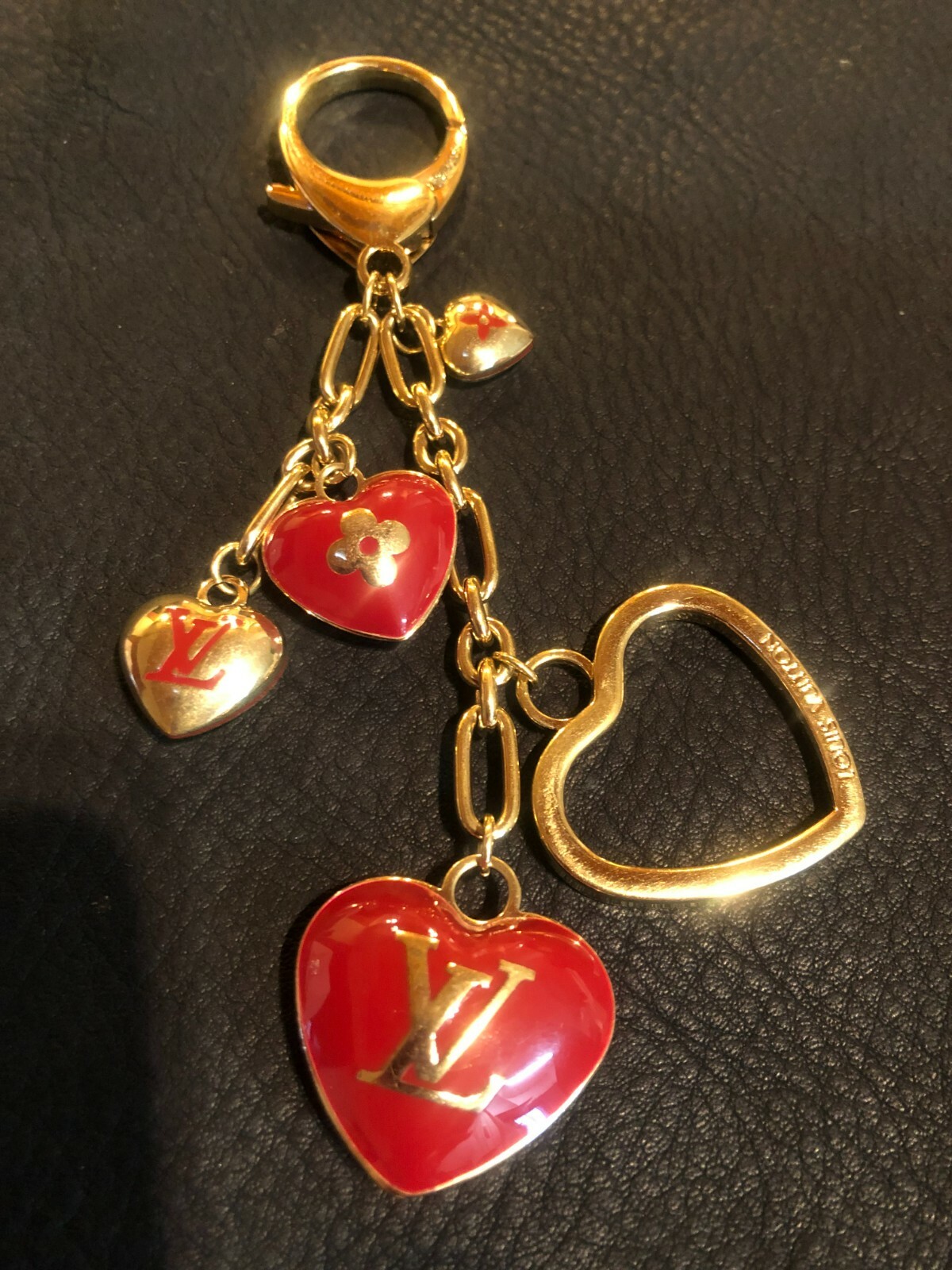 LOUIS VUITTON Key ring holder chain Bag charm AUTH Bijoux sack cool RED
