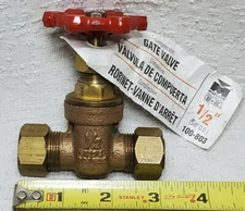 NEW MUELLER B&K 100-803 1/2" COMPRESSION BRASS GATE VALVE