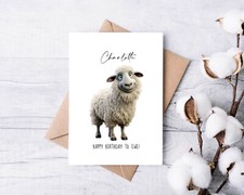 Personalised Novelty Sheep Birthday Greetings Card & Kraft Brown Envelope