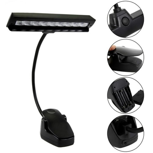 9 LED Flexible Clip-on Music Stand Reading Light Bed Table Desk Lamp Black - Picture 6 of 12