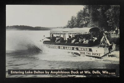 1960s? Entering Lake Delton by Amphibious Duck Ride the Ducks Wisconsin Dells WI