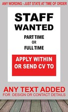 POSTER Staff Wanted Job Vacancy ANY Text Contact Details Advert Notice Sign