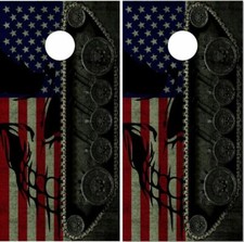 Tank Skull LAMINATED Cornhole Wrap Bag Toss Skin Decal Sticker
