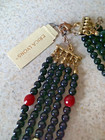 VINTAGE ERICA LYONS 5 STRAND BLACK, RED & GOLD TONE BEADED — photo 2