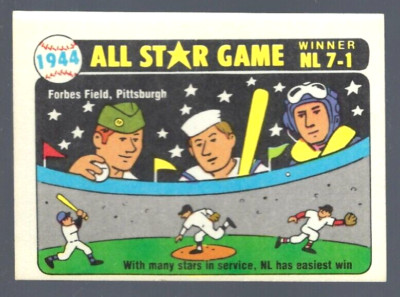 1981 Fleer Laughlin ALL STAR Game Card - 1944 - N.L. won 7 to 1 - w/sticker