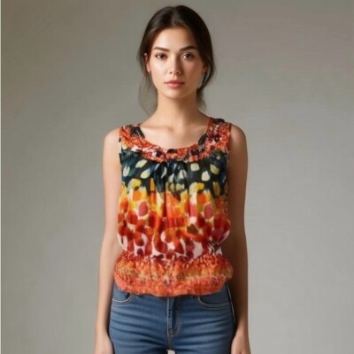 BLACK RAINN Twist Detail Neckline Sleeveless Top Blouse