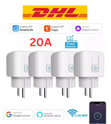 20A Smart Steckdose Tuya WIFI WLAN Home Socket Alexa Google Fernbedienung Timer