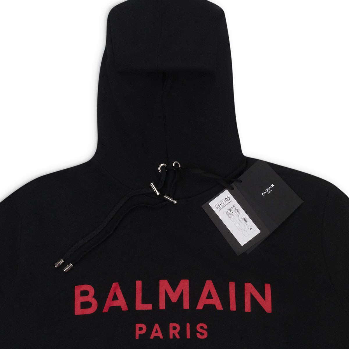 NWT BALMAIN LOGO BLACK RED HOODIE SIZE M $995 | eBay