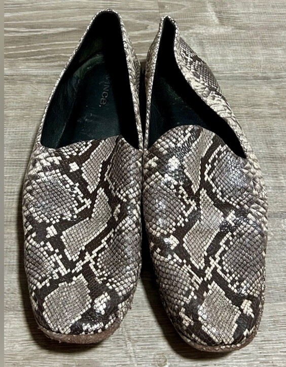 Vince Python Snakeskin Paz Embossed Leather Slip … - image 5