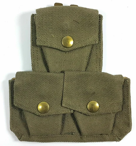 AUTHENTIC CANVAS MILITARY 303 ENFIELD THREE AMMO WEBBING POUCH WW2 BRITISH ARMY