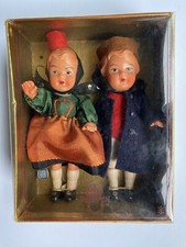 Edi Puppen Set of 2 Celluloid Dolls 5  Girl Boy 1940 Germany Orig Old Box