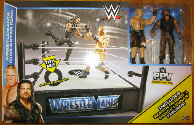 Mattel Wwe Ring With Brock Lesnar And Roman Reigns Figures For Sale Online Ebay