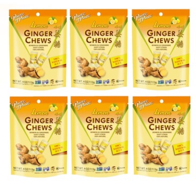 Prince of Peace Ginger Chews Candy with Lemon 4oz ( Pack of 6 ) ~1/01/2026
