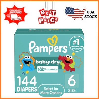 Pampers Baby Dry Baby Diapers Size 6, 144 Counts, Free Shipping