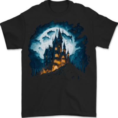 A Haunted Castle Fantasy Halloween Herren T-Shirt 100% Baumwolle