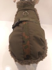 Wintermantel Hundemantel khaki wasserfest Plüsch Hunde XS S M Chihuahua Welpe