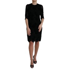DOLCE & GABBANA Dress Black Floral Lace Cotton Bodycon IT40/US6/S RRP 3680usd