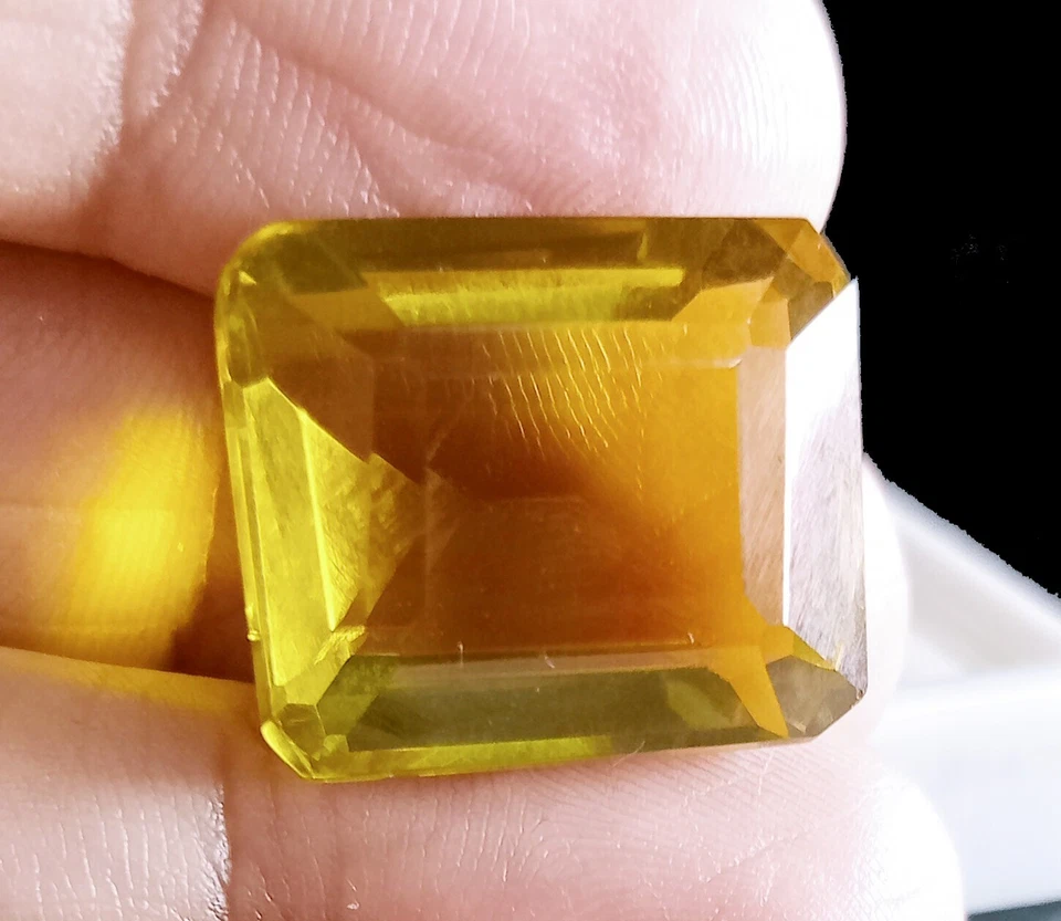 Piedra preciosa de topacio amarillo corte esmeralda brasileño natural certificado 22,60 quilates JP145 Foto 4 de 4