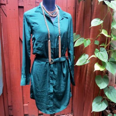 emerald green dress h&m Women's Bright green Flared Strappy Dress