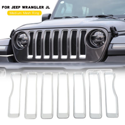 Silver Front Grille Grill Insert Cover Trim Fit 2018+ Jeep Wrangler JL Rubicon