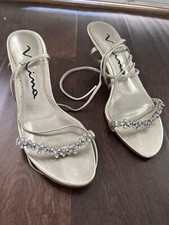 Nina Sandals Heels Shimmering Rhinestones and Glamorous Slender Straps heels
