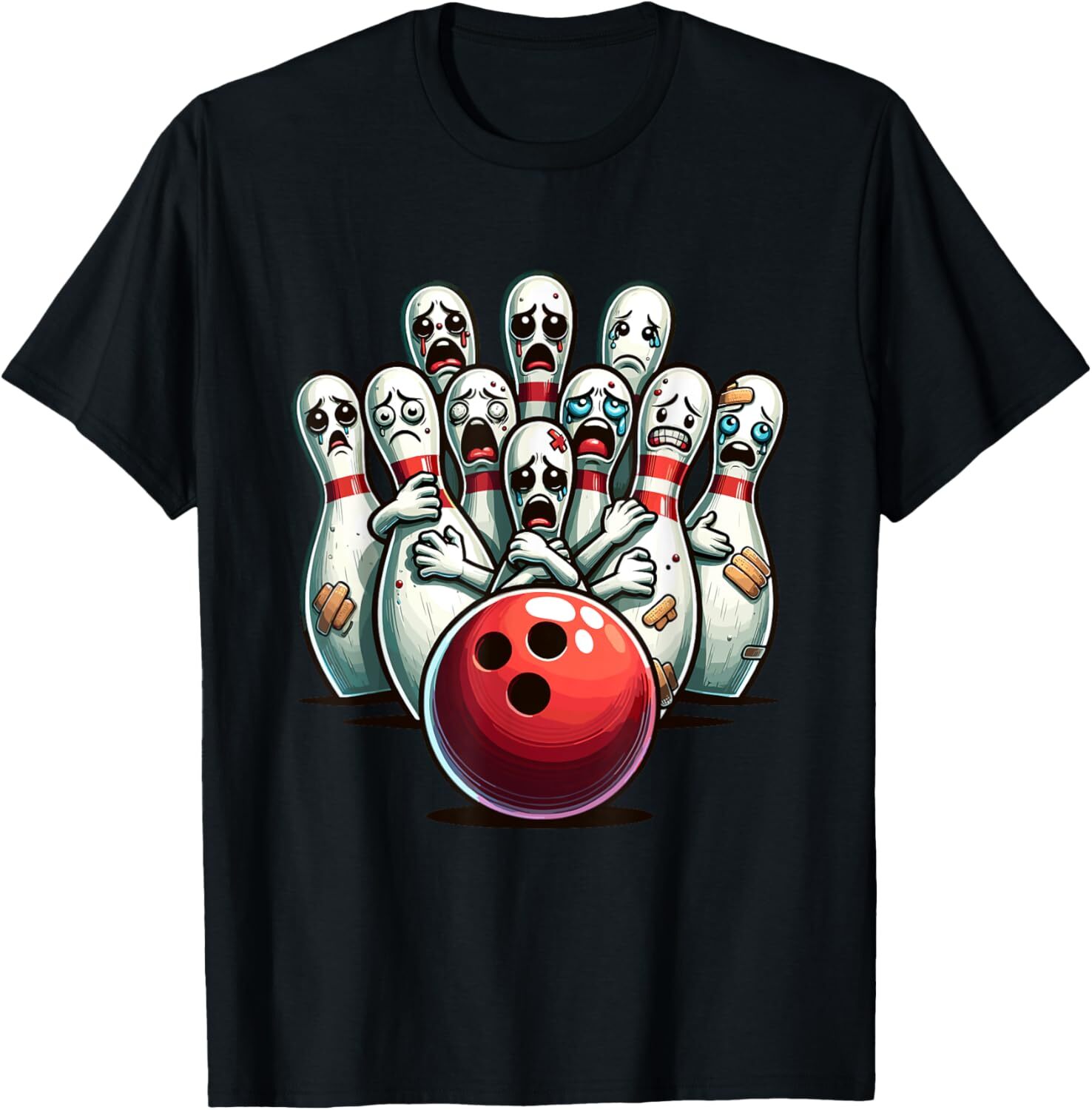 Funny Bowling Pin Faces For Bowling Lover, Men Kids Bowler T-Shirt Hoodie