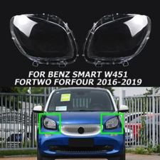 Fit For Benz Smart W451 2016-2019 Pair Auto Parts Headlight Cover Lens Shell