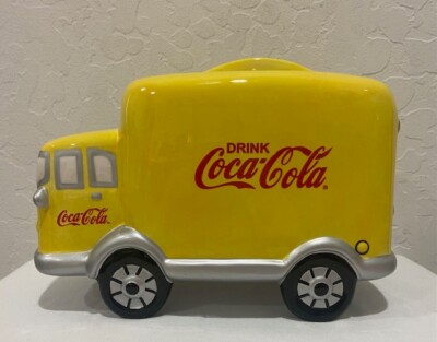 Coca-Cola Collectible Truck Cookie Jar Bright Yellow 7.5'' H x 10.5'' L x 6'' W EUC