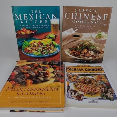 Ethnic Cookbooks Lot of 4 Mexican Chinese Sicilian Mediterranean North Africa
