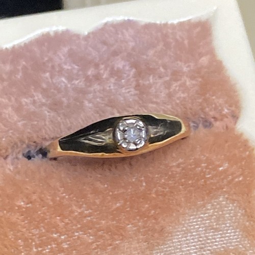 Antique 10K Yellow Gold SMG Diamond Sz 2.75 Engagement Ring W/box 1.5g GB1 - Picture 3 of 17