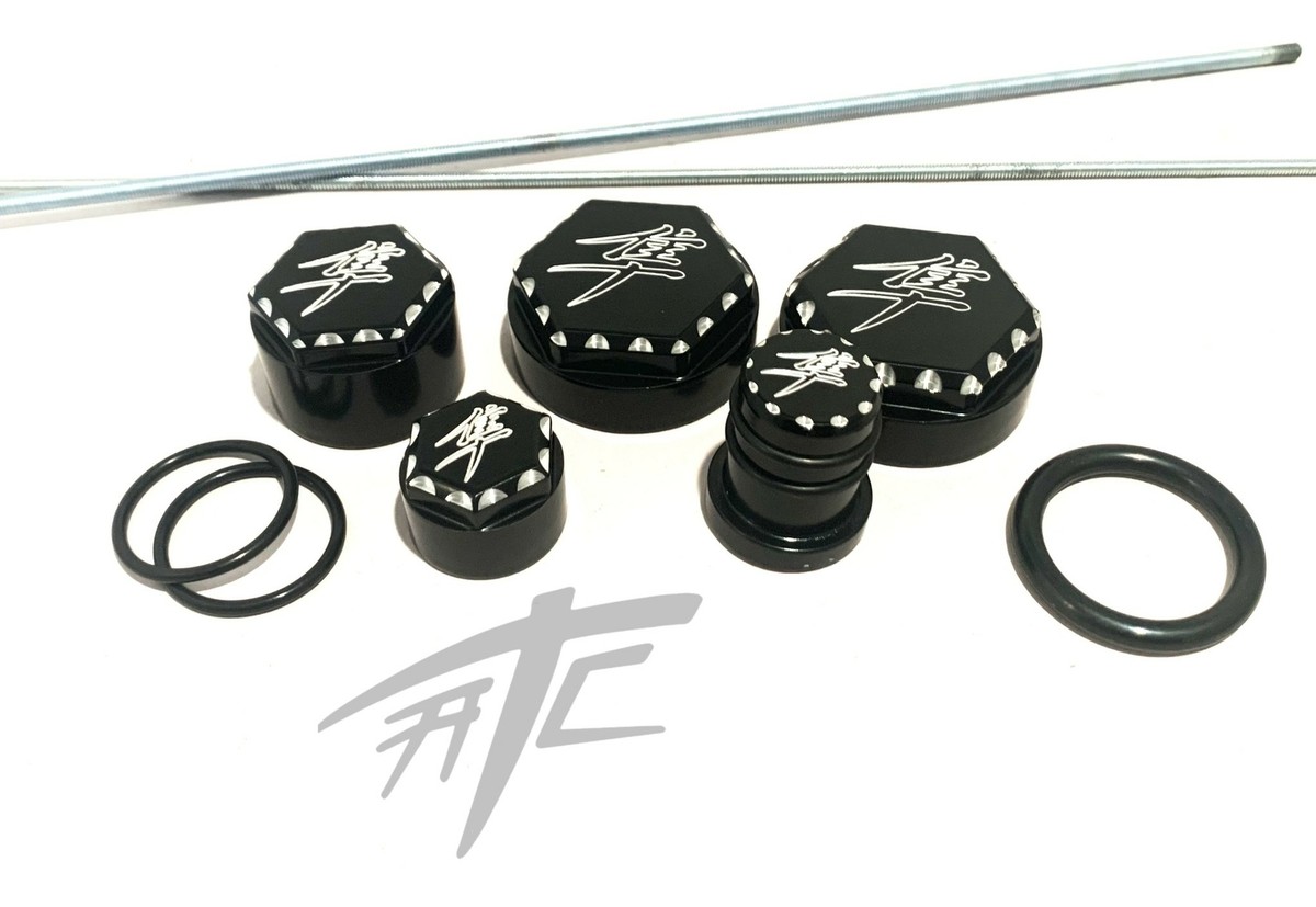 HAYABUSA BLACK DIAMOND CUT KANJI ENGRAVED FRAME PLUG KIT 2012