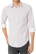 New Mens Calvin Klein Steel Slim Fit Printed Stretch Dress Shirt 15 34/35 M