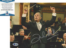 CONDUCTOR ZUBIN MEHTA SIGNED 8x10 PHOTO 4 THREE TENORS PAVAROTTI BECKETT COA BAS