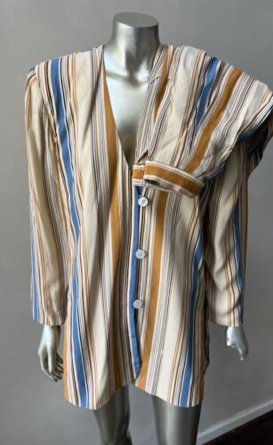 Crepe Retro Vintage 90er Streifen Top Hose 2-teiliges Set Hose Anzug S