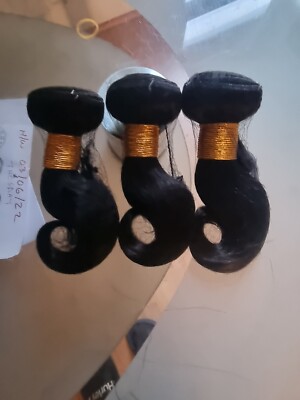 10+10+10 ZOLL 3 BÜNDEL ECHTES PERUANISCHES MENSCHLICHES HAAR KÖRPERWELLE TIEFSCHWARZE FARBE 1# 12A