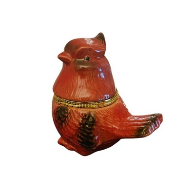 Vintage Ceramic Red Bird Box Cardinal Hinged - EUC - Works Great!!!!!
