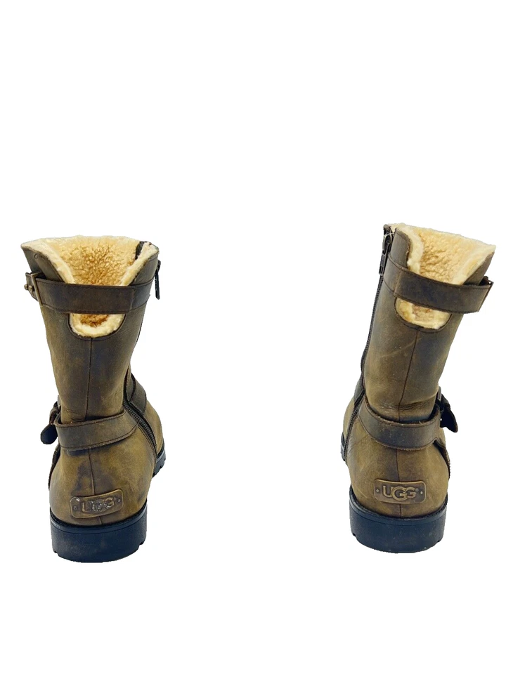 UGG AUSTRALIA Grandle Botas De Cuero Marrones Para Mujeres T.39 US.8 UK.6 - Imagen 3 de 4