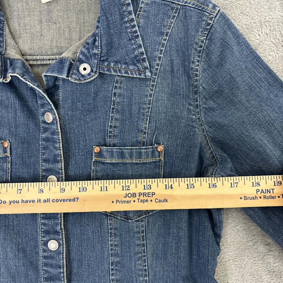 Vintage Old Navy Dress Womens S Denim Jean Shirt Button Up Y2K Fitted Stretch - Image 4 of 4