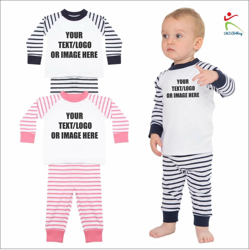 U&S CLOTHING Personalised Custom Name Sleep Night Wear Print Toddler Gift Kids Baby Pyjamas