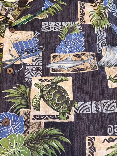 Vintage RJC Mens Size Large Shark/Turtle/Fish Hawaiian Shirt - Picture 4 of 11