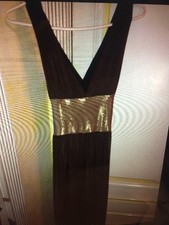Girl's Brown/ Gold Stretchy PARTY DRESS SIZE Small
