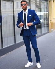 Men's Fashion Solid Suit 2 Piece Single-Breasted Business Wedding Custom