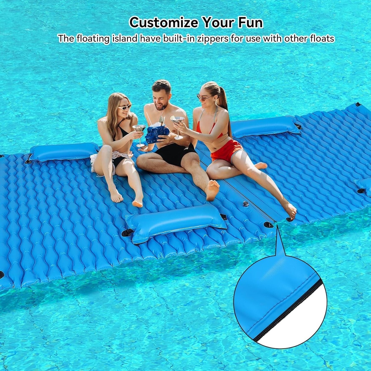 72 in Inflatable Lake Float Water Mat Plat Large Swimming Pool Island Lounge