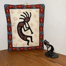 Kokopelli Native Kitchen Hot Pad Oven Pad By Kay Dee With Metal Figure Set