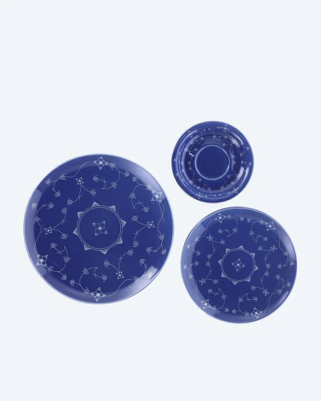 16tlg. Geschirr-Set farbig mit Muster Teller Tassen Untertassen Keramik Geschirr - Bild 3 von 4